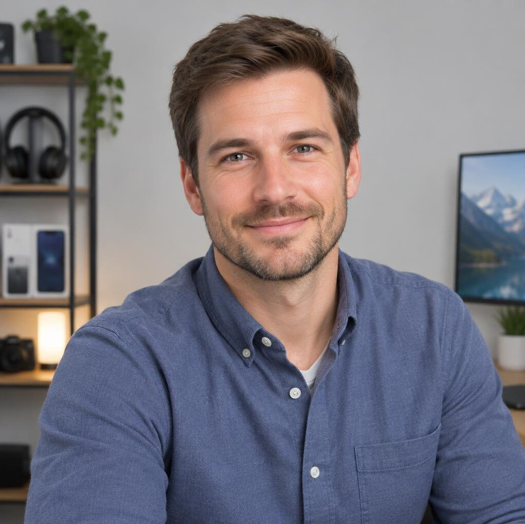 Portrait of a Swiss man technology reviewer